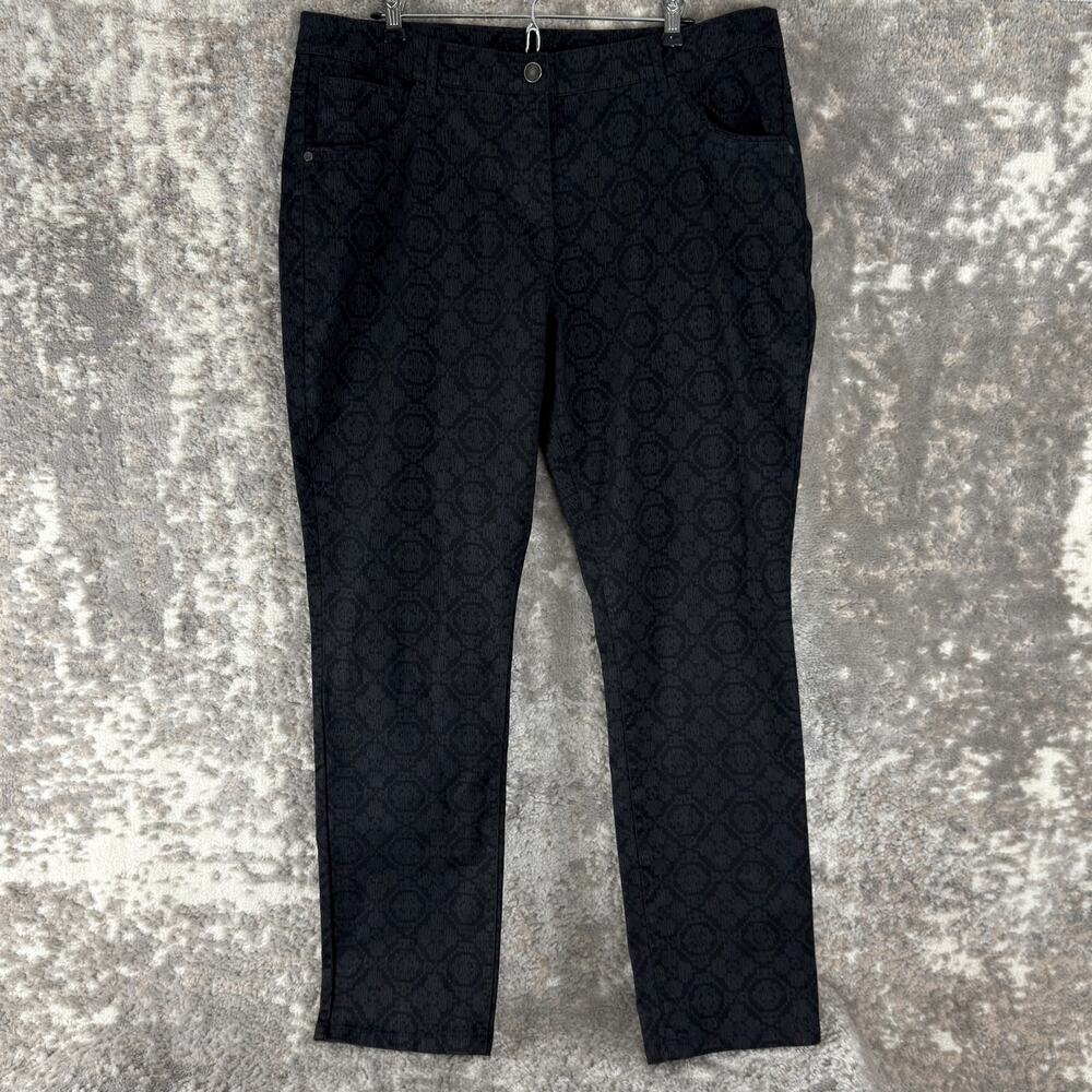 Gina Benotti Size‎ 48/18 Tessa Style Stretch Geometric Jeans Black Button Zip